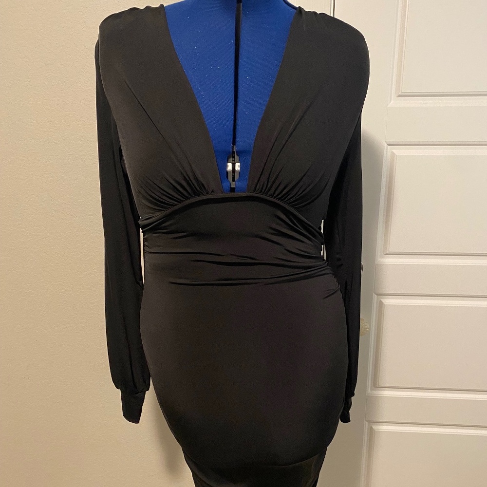 Sexy Plunge Neck Little Black Dress